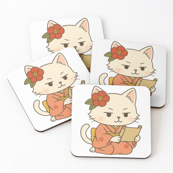 Item preview, Wise Cat in Kimono – Scroll Reading Japanese Neko Character designed and sold by NEKOKO BIYORI.