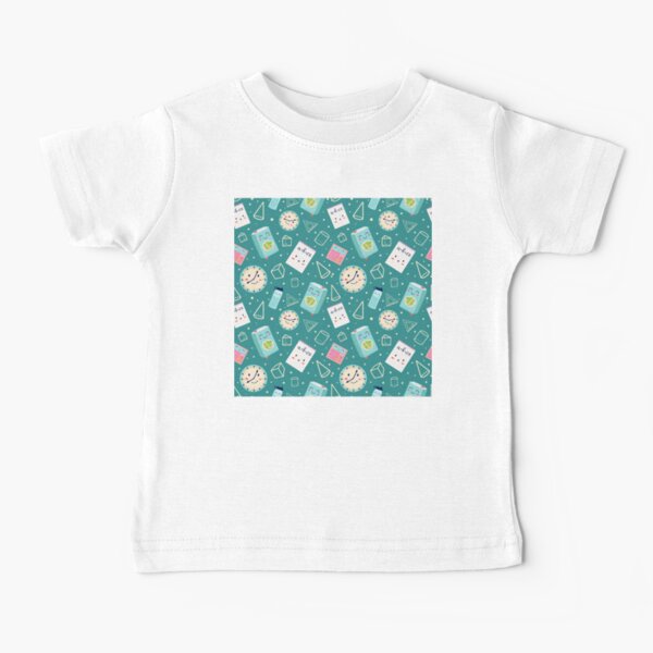 Item preview, Cute Kawaii Math & Snack Pattern – Smiling Clocks, Calculators and Juice Boxes Kids Clothing designed and sold by FestivityFinds.