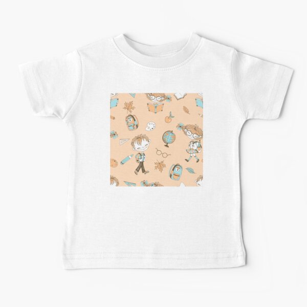 Item preview, Cute Hand-Drawn School Kids & Supplies Pattern – Peach Back-to-School Kids Clothing Design designed and sold by FestivityFinds.