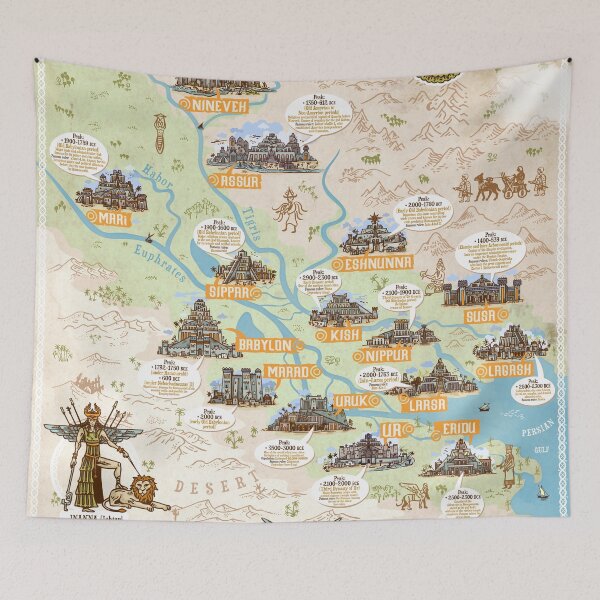 Item preview,  Map of Ancient Mesopotamia – Illustrated Timeline of the Cradle of Civilization designed and sold by QatlasMap Shop.