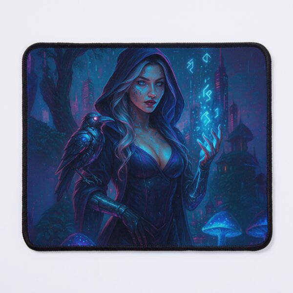 Item preview, Cyberpunk Witch in Neon Forest – Glowing Mystic Fantasy designed and sold by Cypher-Shop.