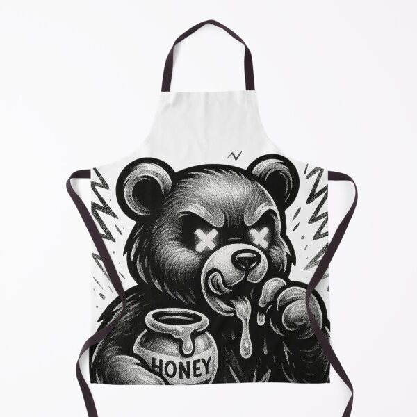 Item preview, Angry Tattoo Bear with Honey Jar – Bold Monochrome Street Art designed and sold by Cypher-Shop.