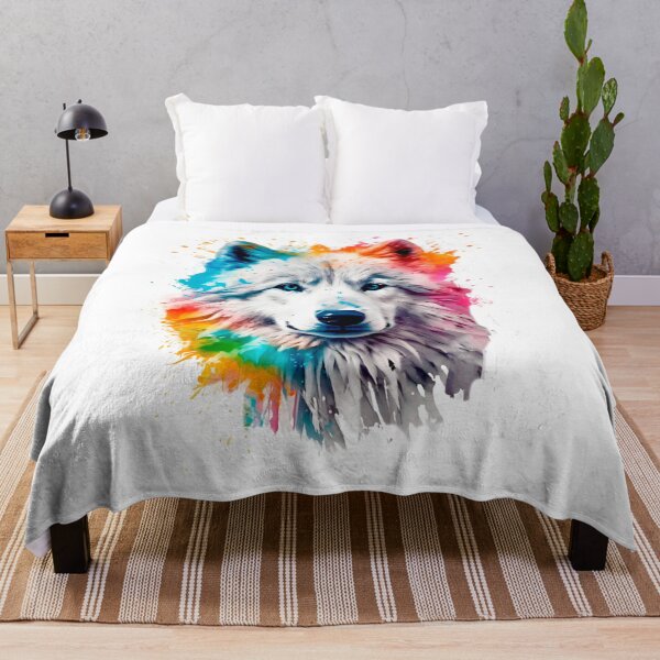 Item preview, Samoyed Dog watercolour, colourful Art Splash (2) designed and sold by MyCancerandMe.