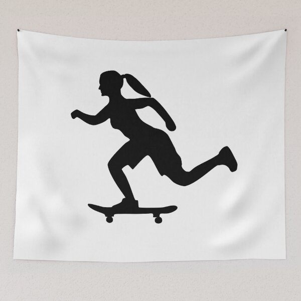 Item preview, Silueta de chica patinadora en blanco y negro designed and sold by saripsis.