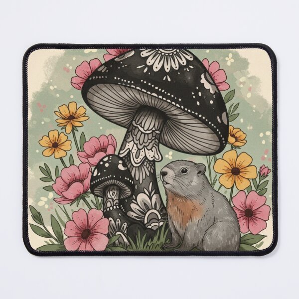 Item preview, cottage core mouse with mushroom plant classic tshirt designed and sold by anandsiva2703.