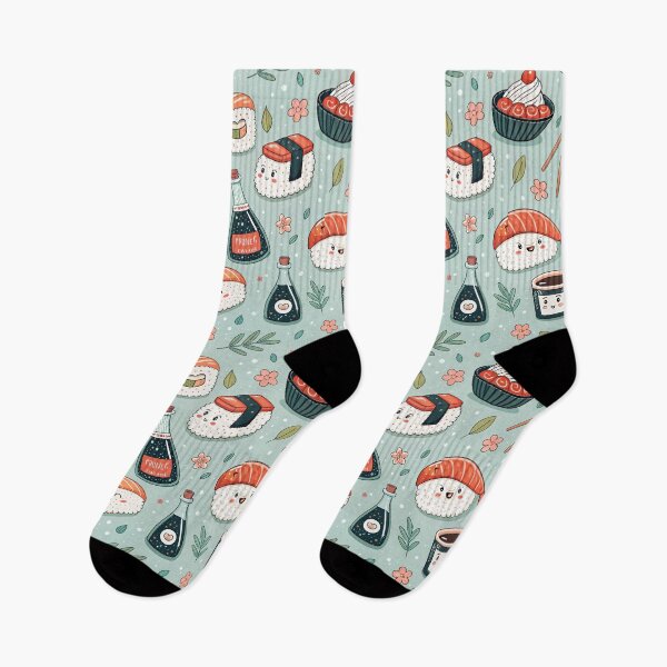 Item preview, Kawaii Sushi and Japanese Food Seamless Pattern. designed and sold by RGShirtWorks.