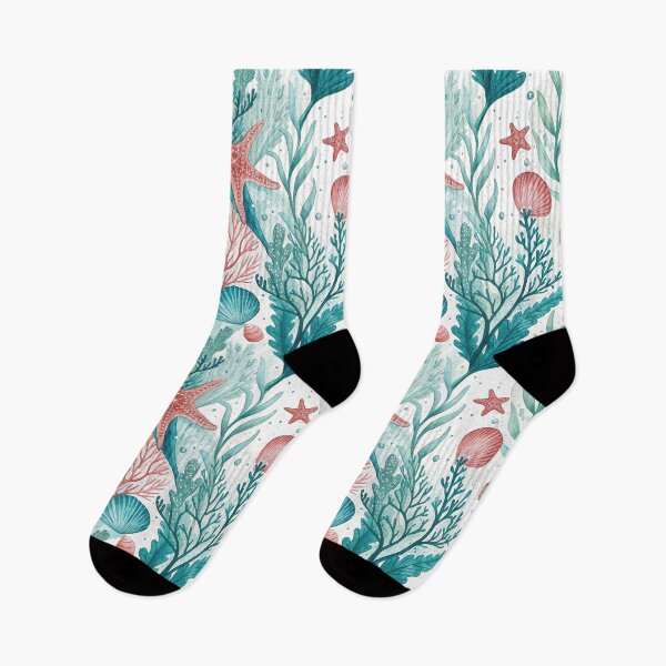 Item preview, Watercolor Seamless Undersea Pattern with Starfish, Shells, and Seaweed. designed and sold by RGShirtWorks.