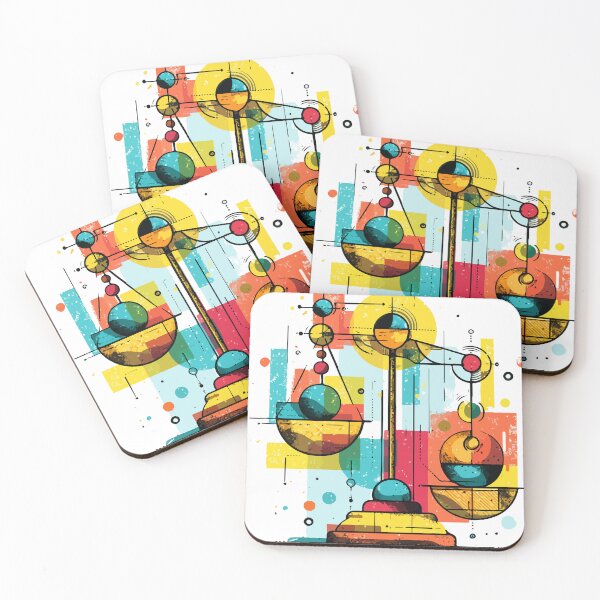 Item preview, Retro Colorful Weighing Scale Illustration – Abstract Balance Art designed and sold by Moss and Moon Studio.