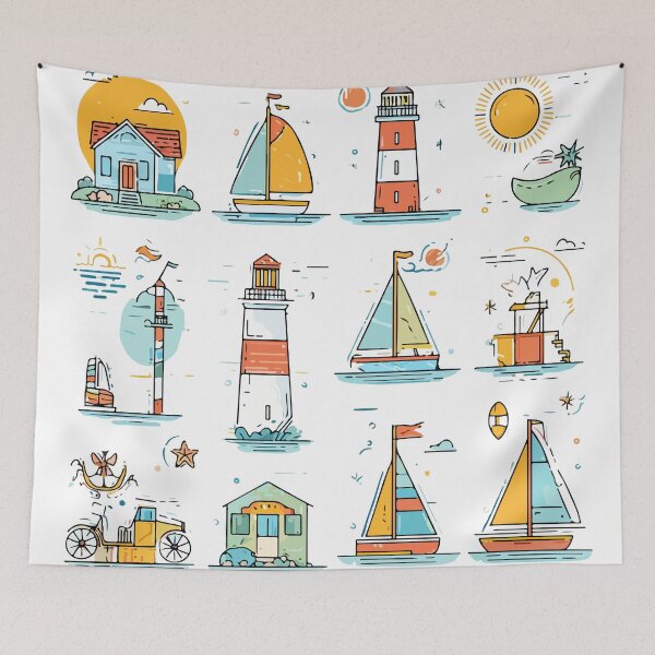 Item preview, Summer Cape Cod Clipart – Nautical Coastal Elements Illustration designed and sold by Moss and Moon Studio.