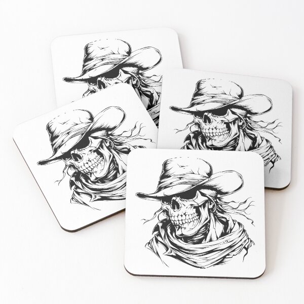 Item preview, Skeleton Cowboy Bandit | Gothic Western Horror Ink Art designed and sold by inkoutninja.