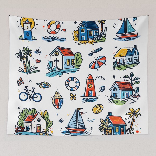 Item preview, Summer Cape Cod Clipart – Nautical Coastal Elements Illustration designed and sold by Moss and Moon Studio.