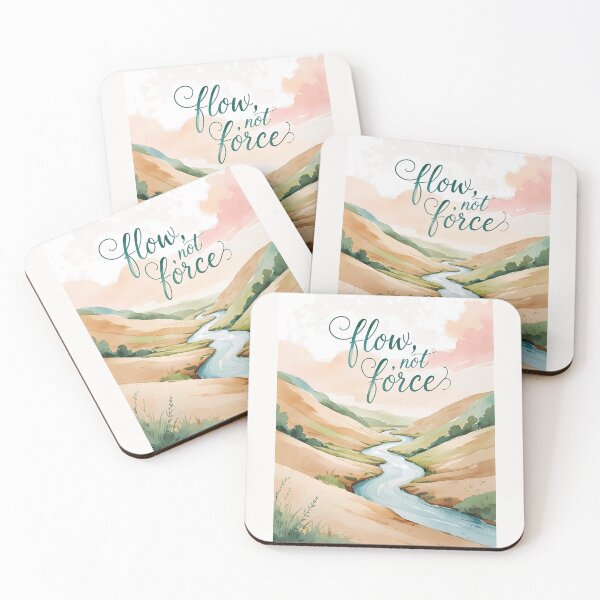 Item preview, Flow Not Force Minimal Watercolor Nature Quote designed and sold by Mos Thainique.