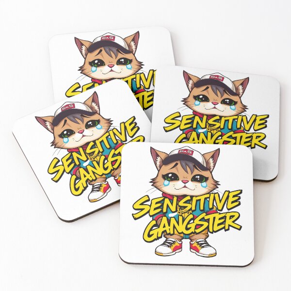 Item preview, Sensitive Gangster – Crying Cartoon Cat in Colorful 90s Streetwear Style designed and sold by GYPbyGERI.