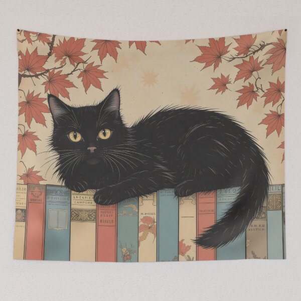 Item preview, Black Cat and Books designed and sold by FieldScent.