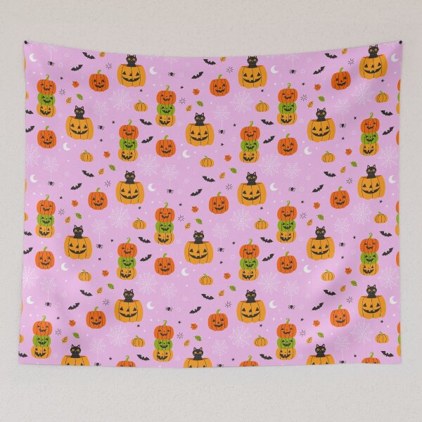 Item preview, pumpkins and black cats designed and sold by burbura.