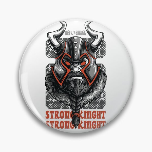 Item preview, Strong Knight – Viking Warrior Helmet Illustration with Japanese Text designed and sold by TeesHearts100.