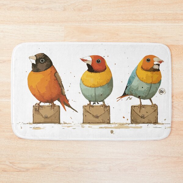 Item preview, Whimsical Finches Sitting on a Box – Cute Bird Trio Illustration designed and sold by Moss and Moon Studio.