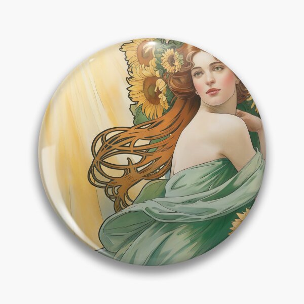 Item preview,  Alphonse Mucha Inspired Painting Depicting a Woman & Sunflower designed and sold by Tamas Das.