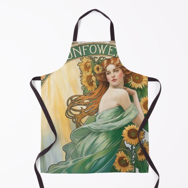 Item preview, Alphonse Mucha Inspired Painting Depicting a Woman & Sunflower designed and sold by Tamas Das.