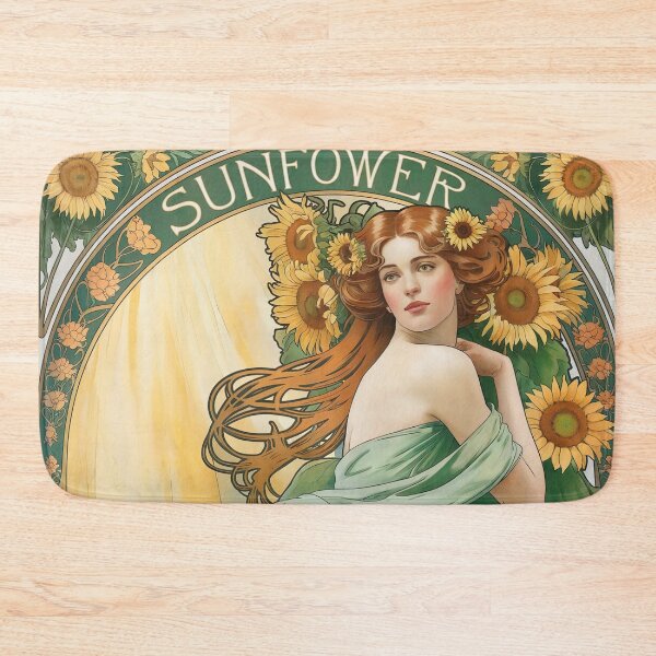 Item preview,  Alphonse Mucha Inspired Painting Depicting a Woman & Sunflower designed and sold by Tamas Das.