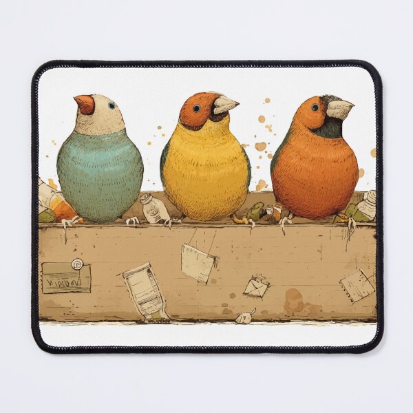 Item preview, Whimsical Finches Sitting on a Box – Cute Bird Trio Illustration designed and sold by Moss and Moon Studio.