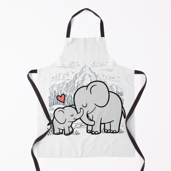 Item preview, Cute Baby and Mom Elephant in Mountains designed and sold by yuki-hana.