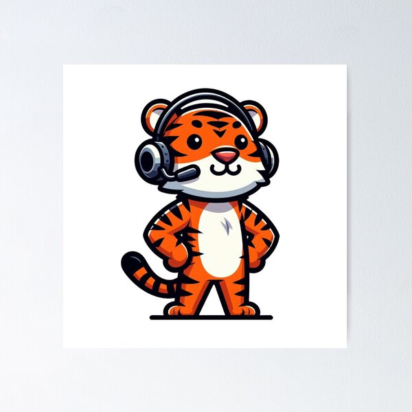 Item preview, Confident Cartoon Tiger in Headphones – Music and gaming Lover Attitude designed and sold by Confuzz1ed.