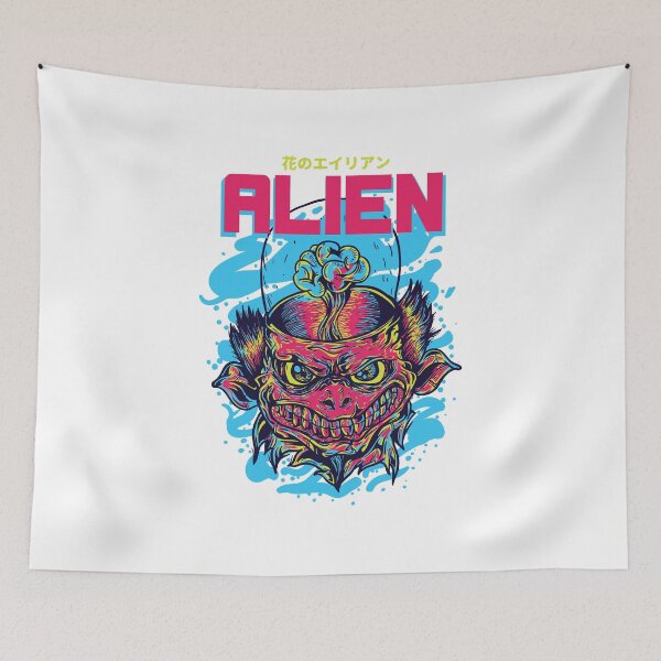 Item preview, RED GIRL – Bold Anime-IALIEN – Vibrant Monstrous Head with Brain Bloom & Japanese Textnspired Masked Heroine Portrait designed and sold by TeesHearts100.