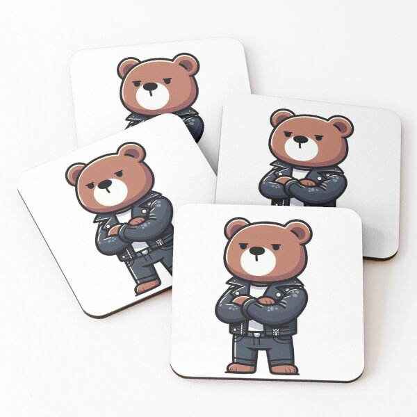 Item preview, Cartoon Bear in a Leather Jacket – Tough & Trendy Woodland Animal designed and sold by Confuzz1ed.