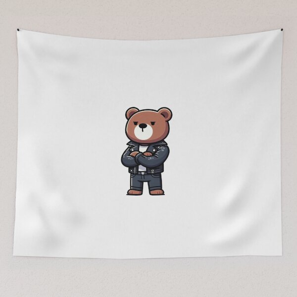 Item preview, Cartoon Bear in a Leather Jacket – Tough & Trendy Woodland Animal designed and sold by Confuzz1ed.
