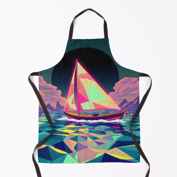 Item preview, Low Poly Sailboat on Crystalline Ocean with Mountain Landscape designed and sold by AbdS07.