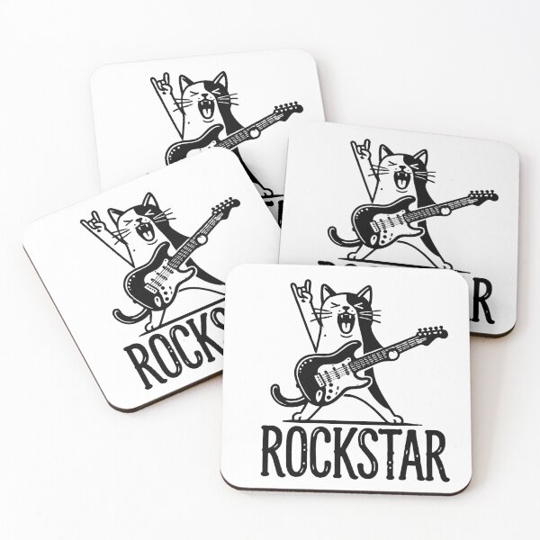 Item preview, Rock and Roll Cat for Music Lovers - Funny Rockstar Cat with Guitar Cool!!!  designed and sold by Printynest.