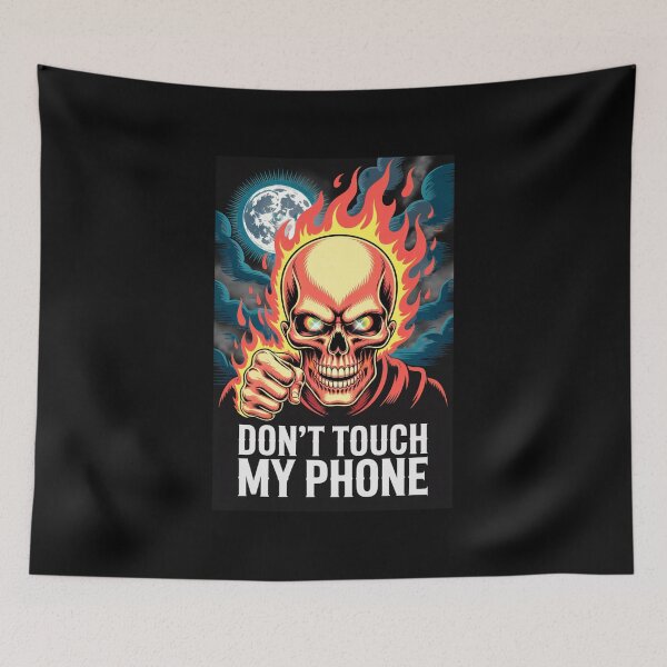 Item preview,  577 / 5,000 Skull on Fire – Protective Art "Don't Touch My Phone" designed and sold by Kaibutsu World.