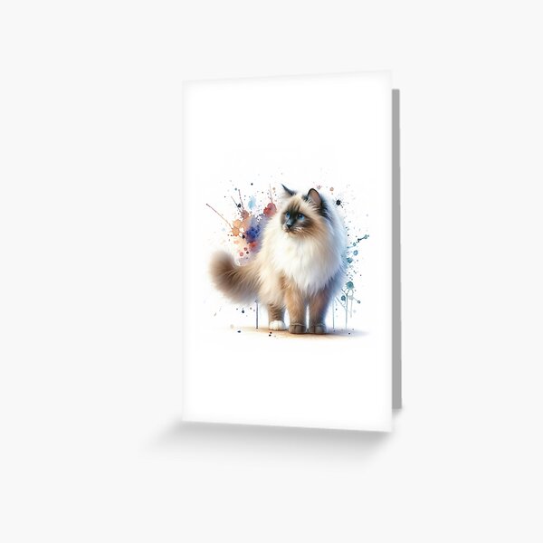 Aperçu de l'œuvre Chat Ragdoll aquarelle aux yeux bleus créée et vendue par paulrommer.