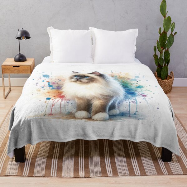 Item preview, Watercolor Ragdoll cat with blue eyes designed and sold by paulrommer.