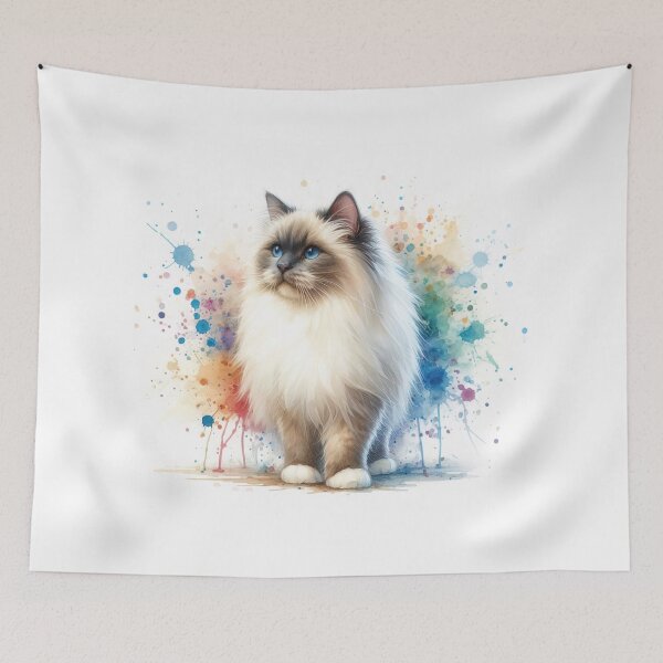 Item preview,  Watercolor Ragdoll cat with blue eyes designed and sold by paulrommer.