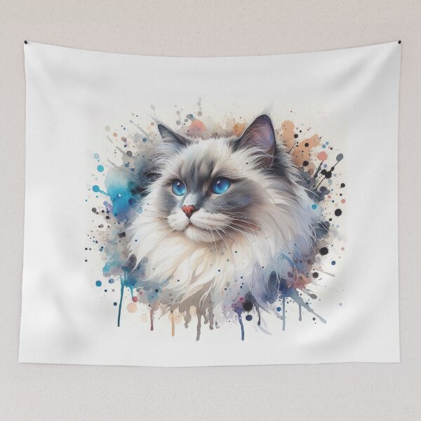 Item preview,  Watercolor Ragdoll cat with blue eyes designed and sold by paulrommer.
