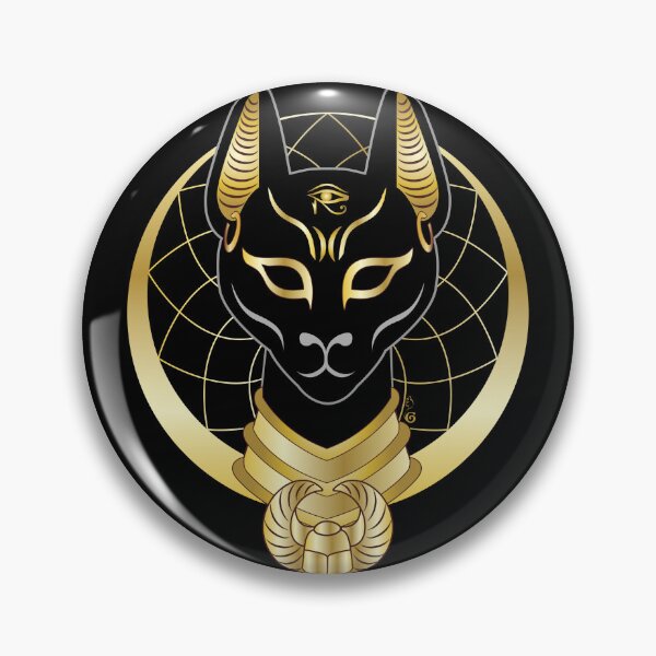 Item preview, Bastet goddess golden moon designed and sold by Hagal Art.