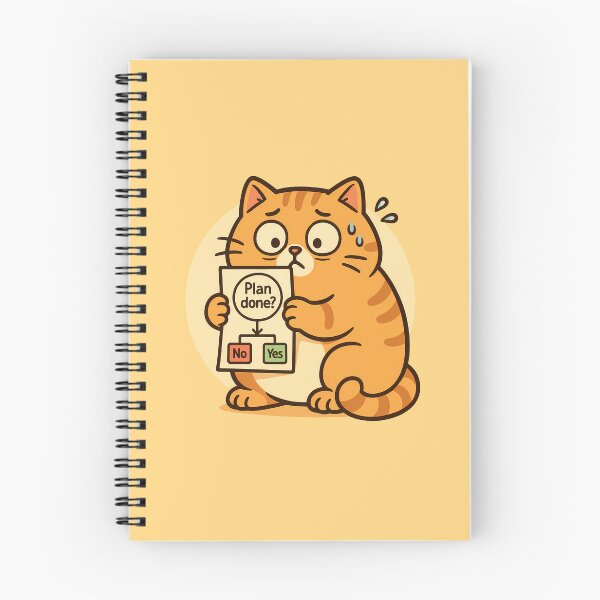 Item preview, Worried Cat Holding Plan Chart designed and sold by Yuliya Brush.