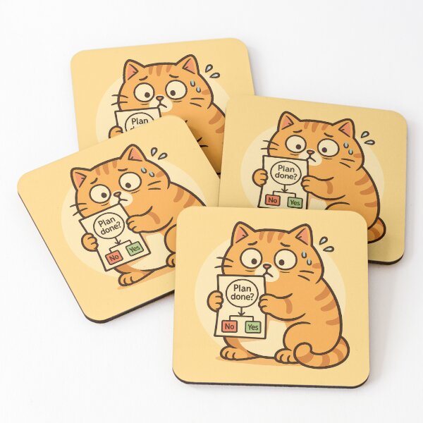 Item preview, Worried Cat Holding Plan Chart designed and sold by Yuliya Brush.