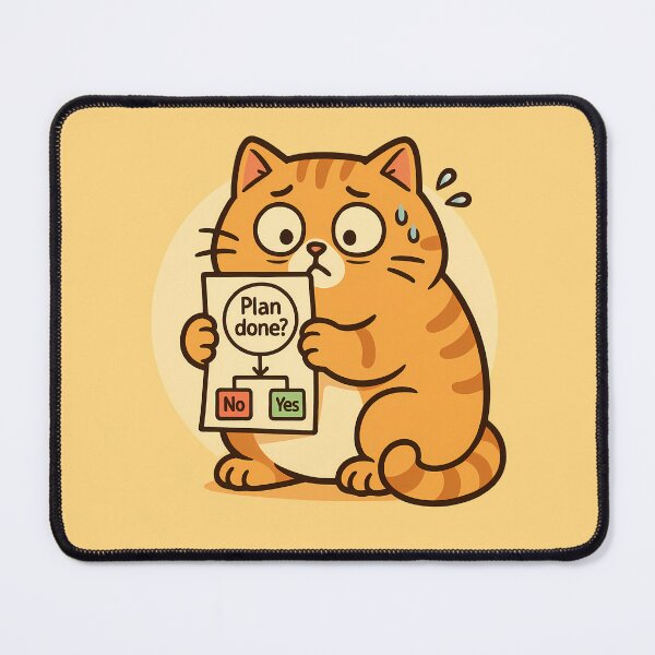 Item preview, Worried Cat Holding Plan Chart designed and sold by Yuliya Brush.