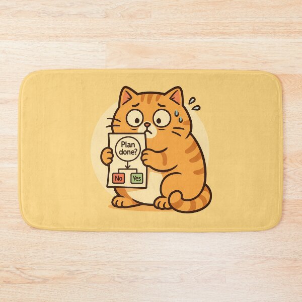 Item preview, Worried Cat Holding Plan Chart designed and sold by Yuliya Brush.