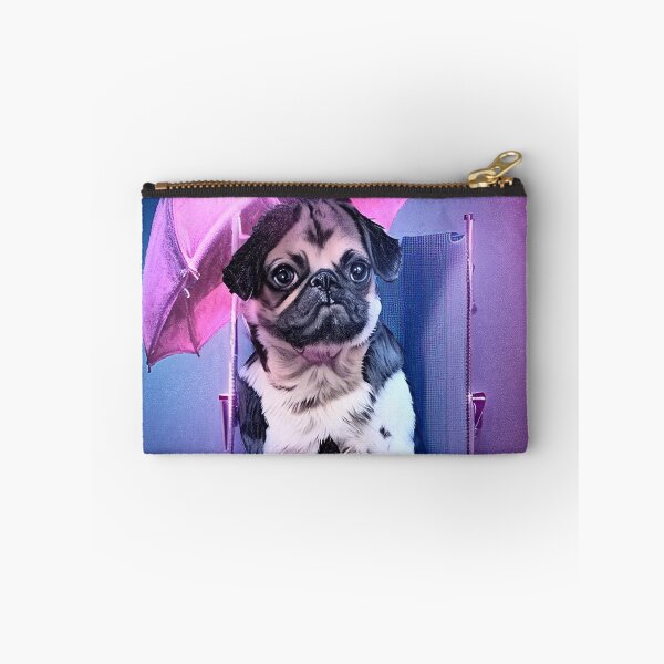 Item preview, Pug sitting under a pink umbrella designed and sold by Jennifer Morcom.