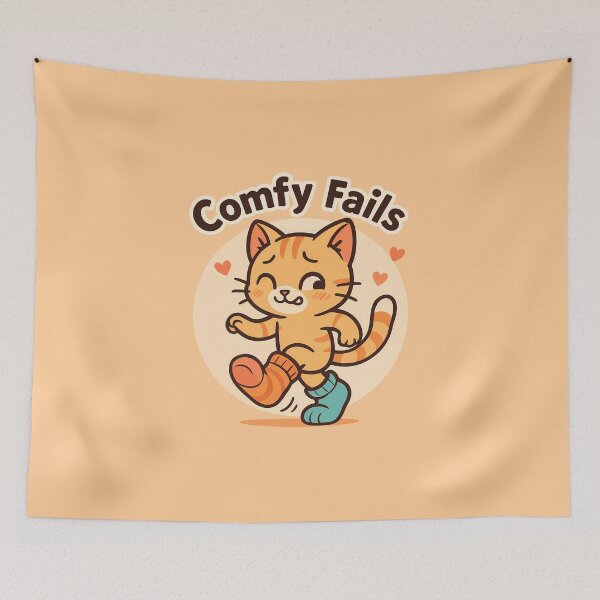 Item preview, Mismatched Socks Comfy Cat designed and sold by Yuliya Brush.