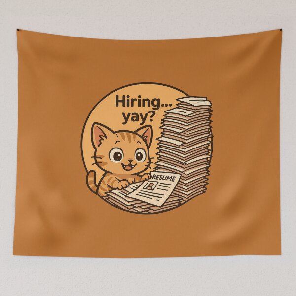 Item preview, Hiring Cat Drowning in Resumes designed and sold by Yuliya Brush.