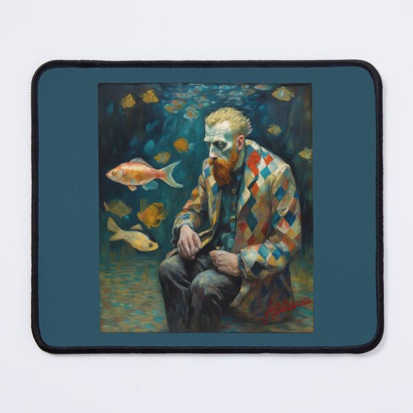 Item preview, "Van Gogh's Aquatic Dream: Surreal Portrait Among Colorful Fish" designed and sold by Artisticanvas.