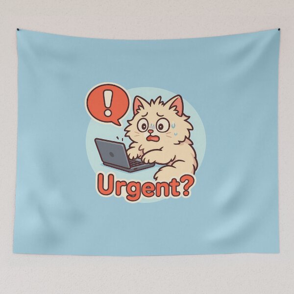 Item preview, Stressed Cat Urgent Laptop Sticker designed and sold by Yuliya Brush.
