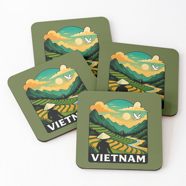 Item preview, Vietnam - Scenic Rice Fields and Pagoda designed and sold by Myra365Art.