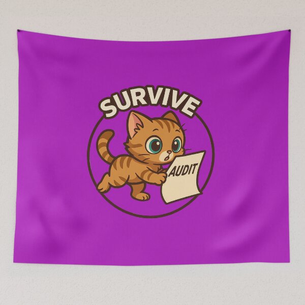 Item preview, Survive Audit Cat Sticker designed and sold by Yuliya Brush.