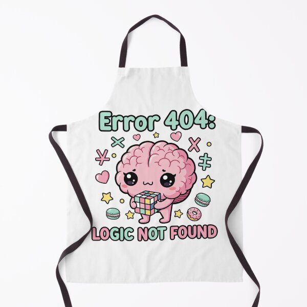 Item preview, Error 404: Logic Not Found – Funny Kawaii Brain Teaser Design designed and sold by ARTReMi.